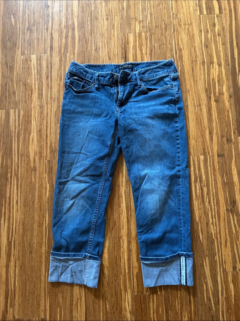 Banana Republic Blue Cuffed Ankle Crop Jeans